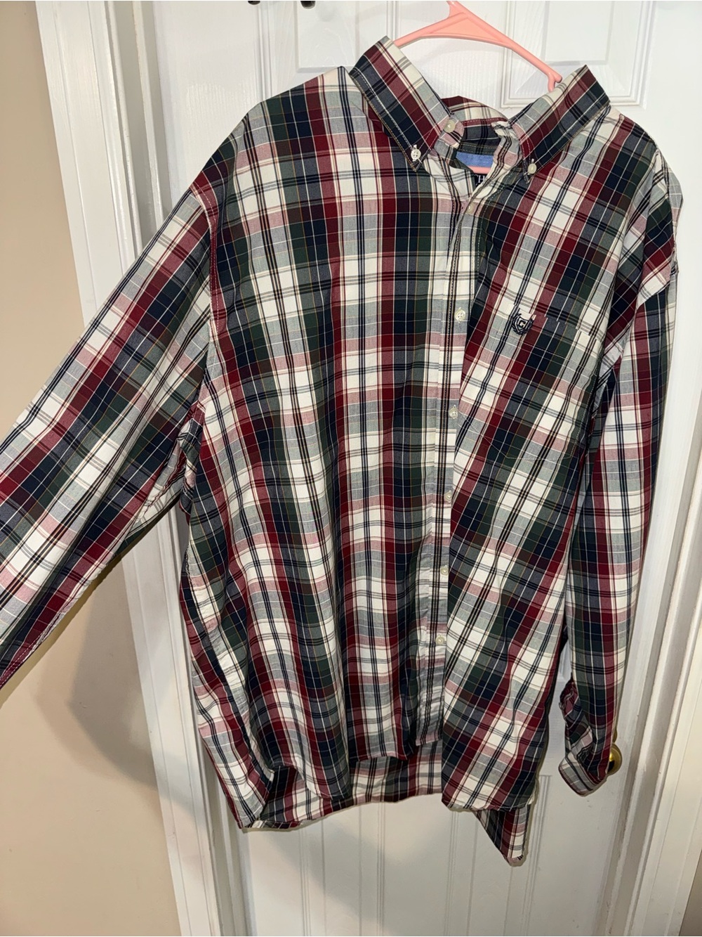 Chaps Plaid Button-Up Shirt in Blue, Maroon, Green